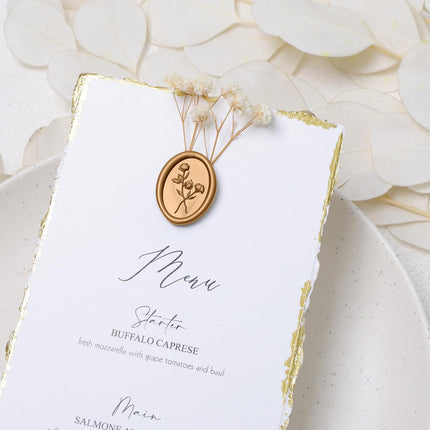 UNIQOOO Wax Seal Stickers - 3D Floral Oval Shape Wedding Invitation Envelope Seal Stickers, 50 Pcs Antique Gold, Perfect for Invitations, Christmas, Gift Wrapping