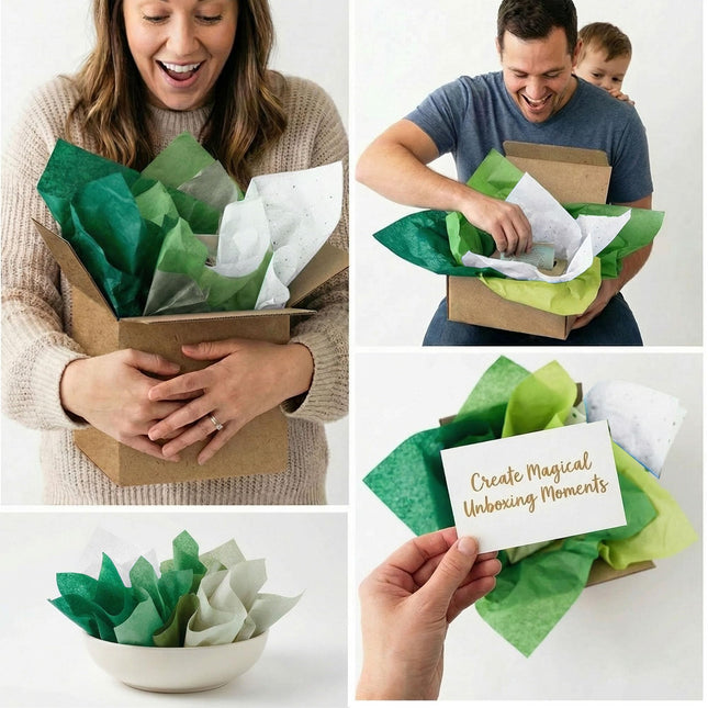 500 Sheets Green Tissue Paper Bulk, 5 Colors Tissue Paper for Gift Bags Gift Wrap Supplies Bulk for Crafts Party Decorations Art Projects, 20x14 Inch