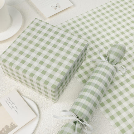 UNIQOOO 120 Sheets Gingham Tissue Paper, Sage Green Tissue Paper Gift Wrapping Tissue DIY Art Craft for Wedding Birthday Baby Shower Bouquet Supplies, 20 x 14 Inch
