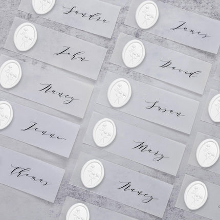UNIQOOO 3D Floral Wax Seal Stickers - 50Pcs Elegant Oval Self-Adhesive Seals in Snow White, for Wedding Invitations, Christmas, Envelopes & Party Decor