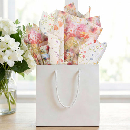 UNIQOOO 100 Sheets Garden Flower Tissue Paper, Greenery Botanical Dual-pattern Gift Wrapping Paper for Wedding, DIY Craft Tissue for Birthday Bridal Shower, 20 x 14 Inch