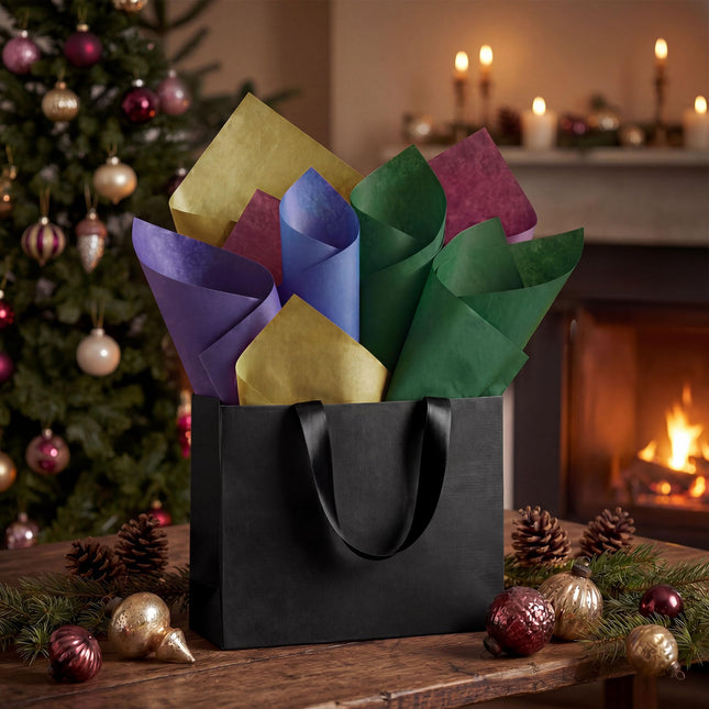 UNIQOOO 500 Sheets Assorted Jewel Tone Tissue Paper Bulk for Gift Bags, 20x14 Inch Gift Wrapping Tissue Paper, Acid Free 17gsm Colored Wrap Sheets for Christmas Birthday Party DIY Crafts