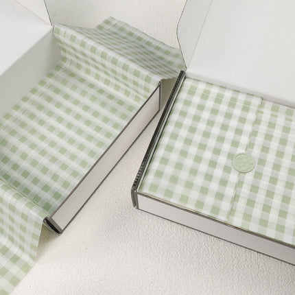 UNIQOOO 120 Sheets Gingham Tissue Paper, Sage Green Tissue Paper Gift Wrapping Tissue DIY Art Craft for Wedding Birthday Baby Shower Bouquet Supplies, 20 x 14 Inch