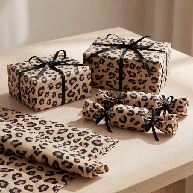 UNIQOOO 60 Sheets Leopard Tissue Paper, Cheetah Print Tissue Paper Gift Wrapping Papers for Birthday Jungle Safari Party Favor Gift Packing Crafts, 20x 14 Inch