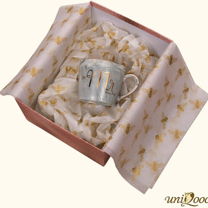 UNIQOOO 100 Sheets Honey Bee Tissue Paper, 20X14 Inch Metallic Gold Foil Gift Wrapping Bulk, for Wedding Birthday Baby Shower Party Favor, Gift Bag Box DIY Packaging