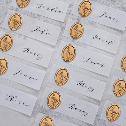 UNIQOOO Wax Seal Stickers - 3D Floral Oval Shape Wedding Invitation Envelope Seal Stickers, 50 Pcs Antique Gold, Perfect for Invitations, Christmas, Gift Wrapping