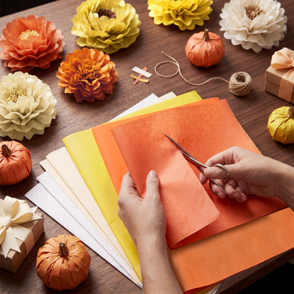 UNIQOOO 500 Sheets Orange Tissue Paper Bulk for Gift Bags, 20x14 Inch Gift Wrapping Tissue Paper, Acid Free 17gsm Soft Wrap Sheets for Autumn Birthday Party DIY Crafts