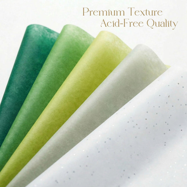 500 Sheets Green Tissue Paper Bulk, 5 Colors Tissue Paper for Gift Bags Gift Wrap Supplies Bulk for Crafts Party Decorations Art Projects, 20x14 Inch