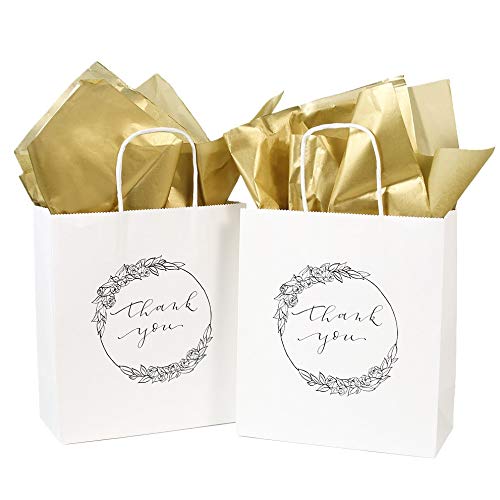 UNIQOOO 100 Sheets Metallic Gold Foil Tissue Paper Bulk, Recyclable Durable for Gift Bags Box Gift Wrapping DIY Craft, Wedding Birthday Party Favor Decor, Shredded Filler, Pinata, 20X14in