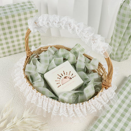 UNIQOOO 120 Sheets Gingham Tissue Paper, Sage Green Tissue Paper Gift Wrapping Tissue DIY Art Craft for Wedding Birthday Baby Shower Bouquet Supplies, 20 x 14 Inch