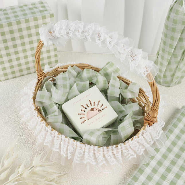 UNIQOOO 120 Sheets Gingham Tissue Paper, Sage Green Tissue Paper Gift Wrapping Tissue DIY Art Craft for Wedding Birthday Baby Shower Bouquet Supplies, 20 x 14 Inch