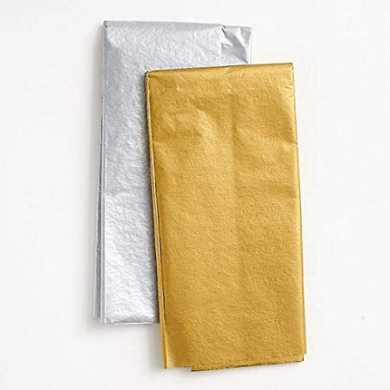 UNIQOOO 60 Sheets Metallic Gold Silver Gift Tissue Paper Set, 20X26 in, Recyclable Durable for Gift Bag Box Gift Wrapping DIY Craft, Wedding Birthday Party Favor Decor, Shredded Filler