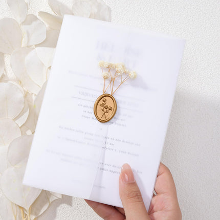 UNIQOOO Wax Seal Stickers - 3D Floral Oval Shape Wedding Invitation Envelope Seal Stickers, 50 Pcs Antique Gold, Perfect for Invitations, Christmas, Gift Wrapping