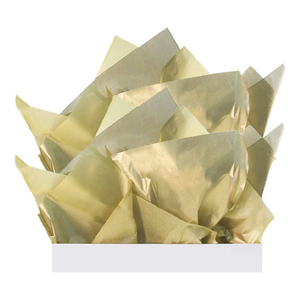 UNIQOOO 100 Sheets Metallic Gold Foil Tissue Paper Bulk, Recyclable Durable for Gift Bags Box Gift Wrapping DIY Craft, Wedding Birthday Party Favor Decor, Shredded Filler, Pinata, 20X14in