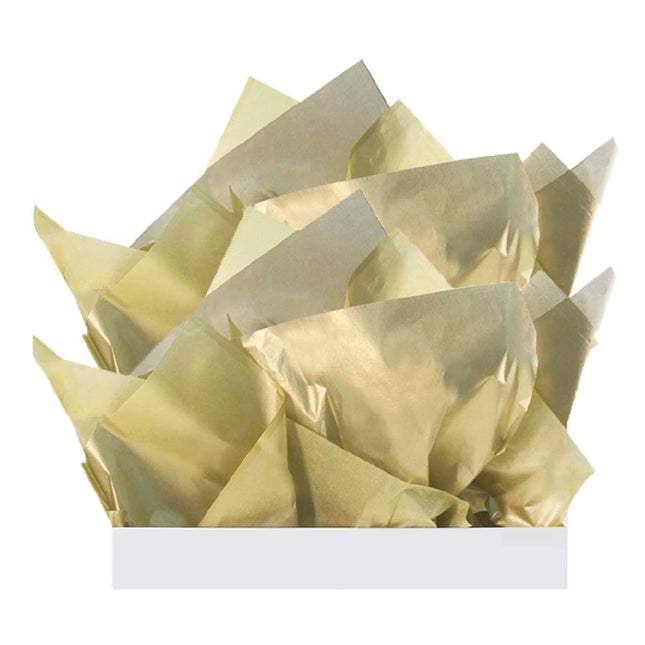UNIQOOO 100 Sheets Metallic Gold Foil Tissue Paper Bulk, Recyclable Durable for Gift Bags Box Gift Wrapping DIY Craft, Wedding Birthday Party Favor Decor, Shredded Filler, Pinata, 20X14in