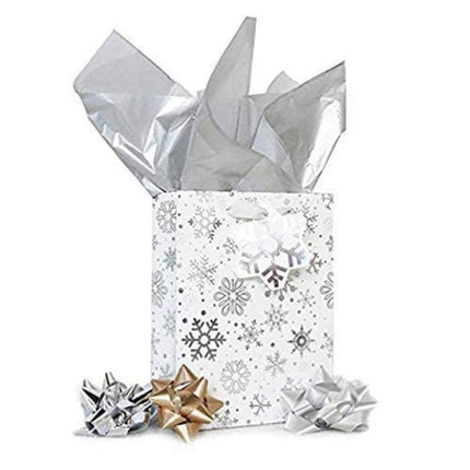 UNIQOOO 60 Sheets 26X20In Metallic Silver Foil Gift Tissue Paper Bulk, Recyclable Durable for Gift Bags Box Gift Wrapping DIY Craft, Wedding Birthday Party Favor Decor, Shredded Filler, Pinata