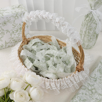 UNIQOOO 120 Sheets Green Floral Tissue Paper, Sage Green Bloom Gift Wrapping Paper for Wedding, DIY Craft Tissue for Birthday Party Decoration Packaging, 20 x 14 Inch