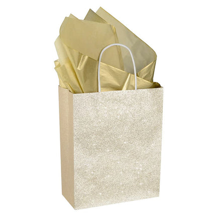 UNIQOOO 100 Sheets Metallic Gold Foil Tissue Paper Bulk, Recyclable Durable for Gift Bags Box Gift Wrapping DIY Craft, Wedding Birthday Party Favor Decor, Shredded Filler, Pinata, 20X14in