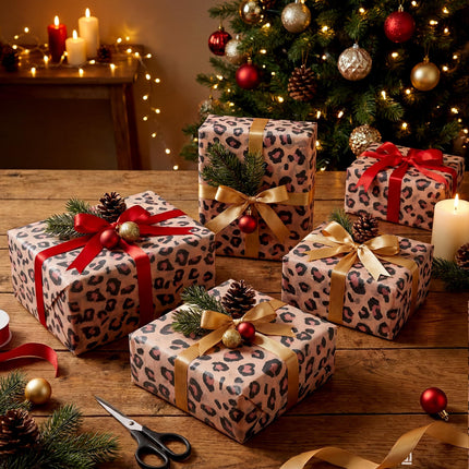 UNIQOOO 60 Sheets Leopard Tissue Paper, Cheetah Print Tissue Paper Gift Wrapping Papers for Birthday Jungle Safari Party Favor Gift Packing Crafts, 20x 14 Inch