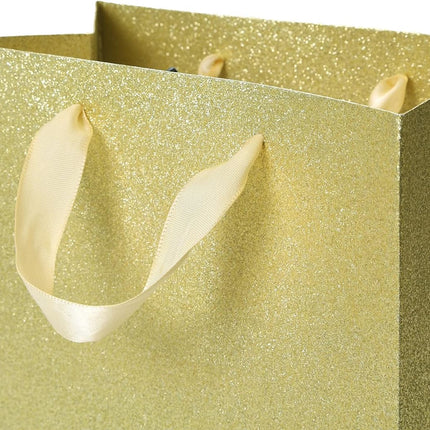 Gold Glittered Gift Bags Bulk, Pack of 12