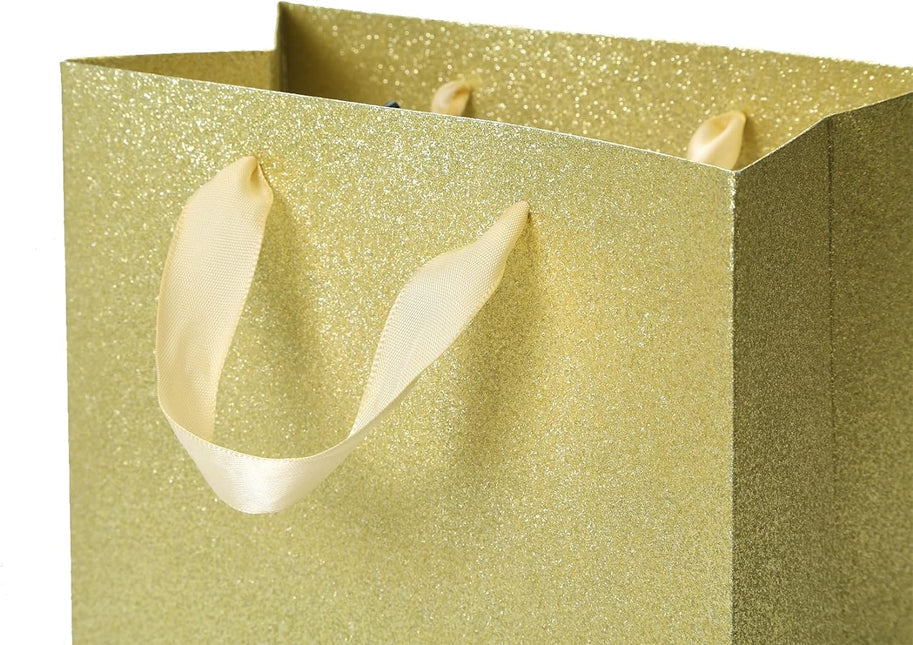 Gold Glittered Gift Bags Bulk, Pack of 12